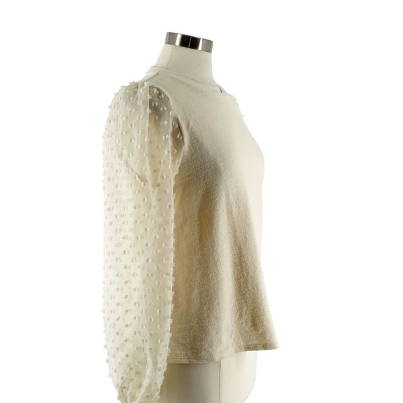 Anthropologie Maeve Cream Textured Long Sleeve Sleeve Knit Top Current Season M - Picture 5 of 10
